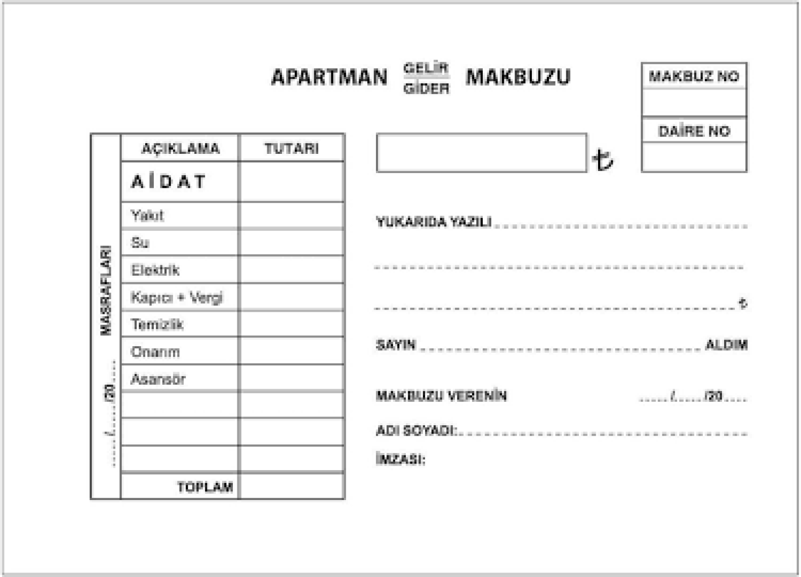 Folix Apartman Makbuzu 14x20 2 Nüsya 50 yp. Otokopili 6 ADET