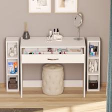 Bicabin Arya Novella Raflı ve Çekmeceli Beyaz Makyaj Masası/Dresuar/Calışma Masası Make Up Desk