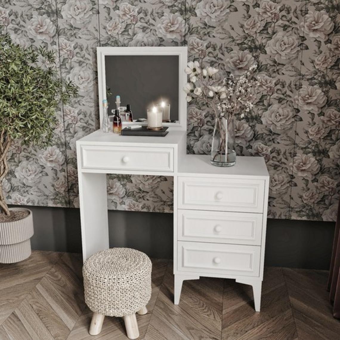 Kzn Home Stella Country Tarzı Aynalı Makyaj Masası - Tamamı 1. Kalite Mdf