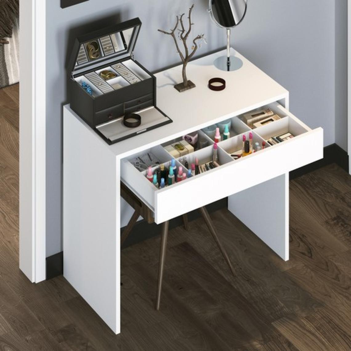 Bicabin Arya Novella Mode Çekmeceli Beyaz Makyaj Masası/dresuar/çalışma Masası Make Up Desk