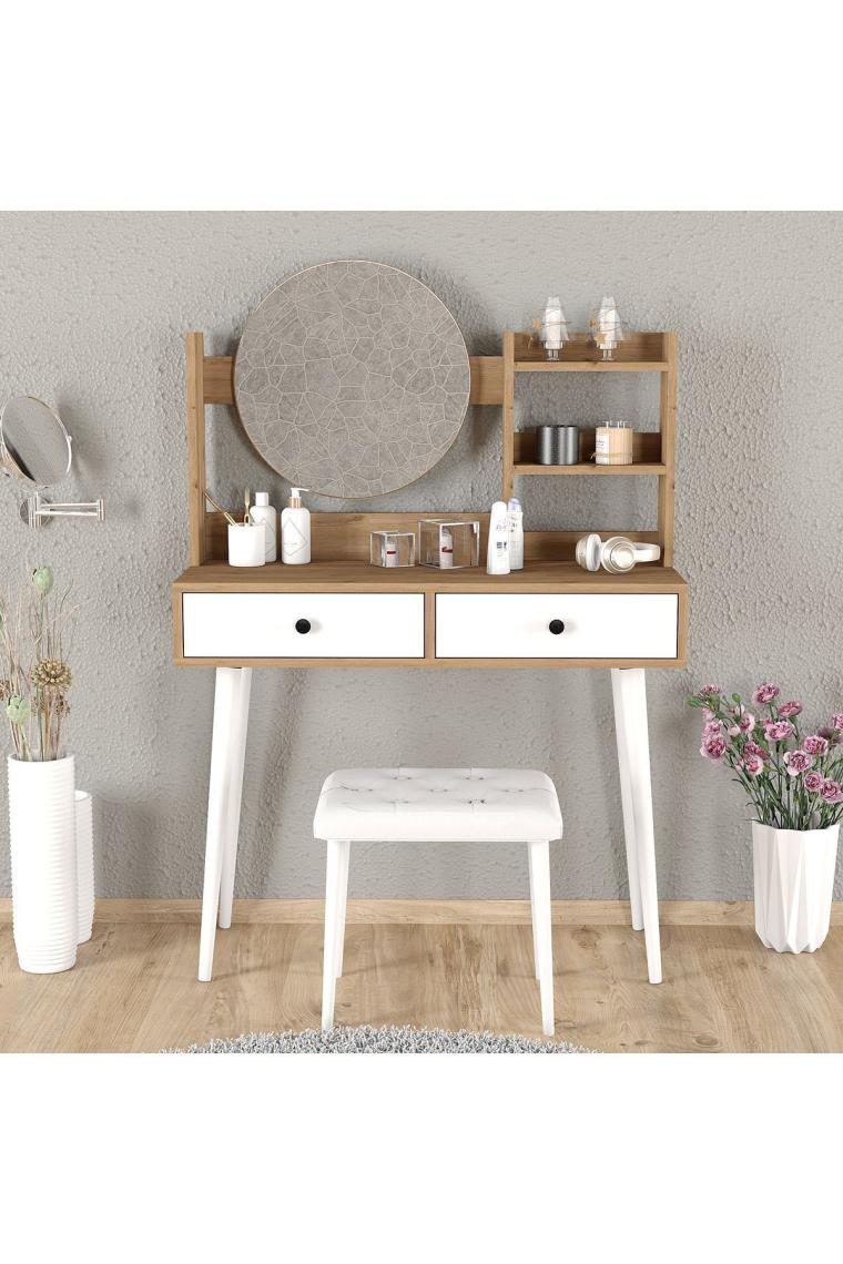 Roewood Efsane Makyaj Masası Ahşap Tabure Takım