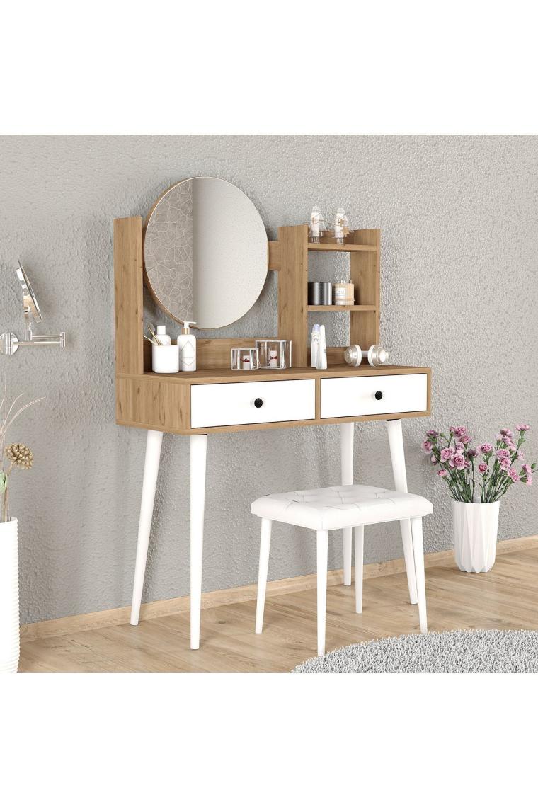 Roewood Efsane Makyaj Masası Ahşap Tabure Takım
