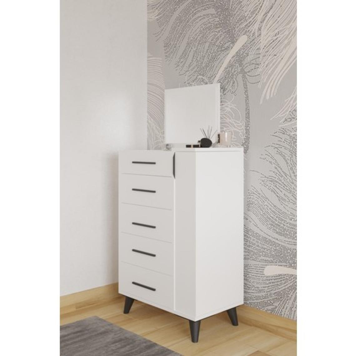 Aymobsan Rose Aynalı Makyaj Masası, Şifonyer, Etijer, Çok Amaçlı Takı Dolabı, Beyaz