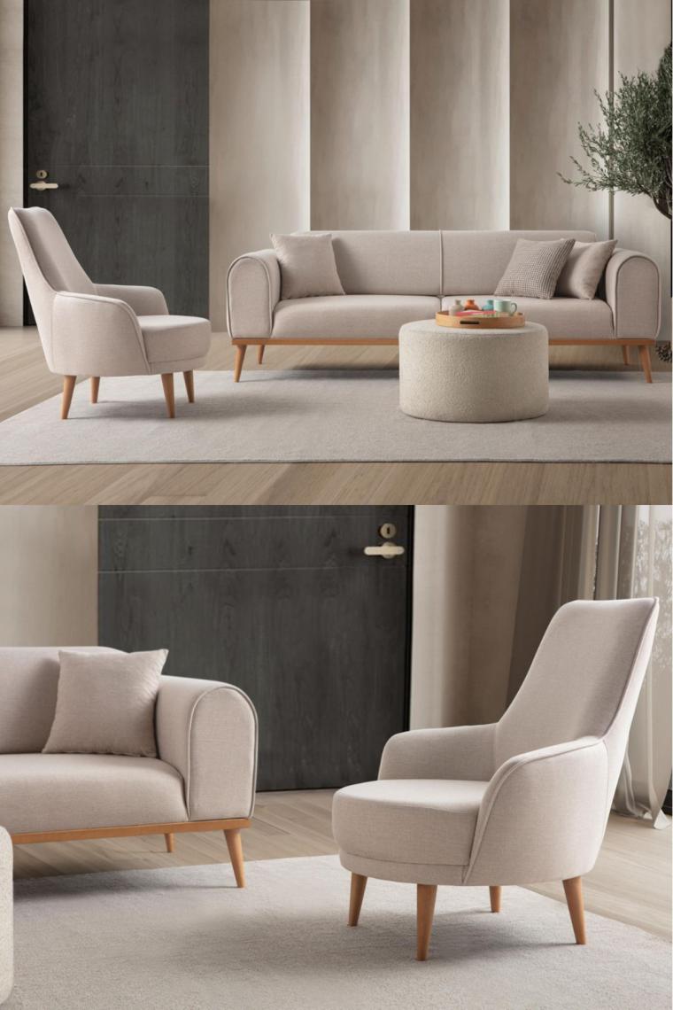 Edsy Home Rebull 3+1 Koltuk Takımı Sütlü Kahve