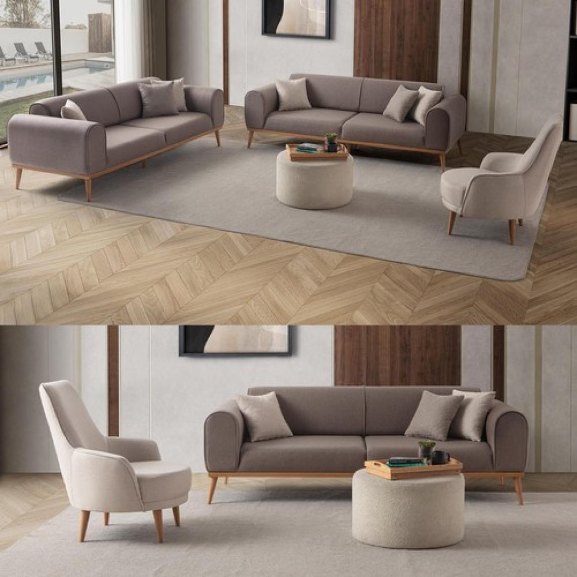 Edsy Home Rebull 3+3+1 Koltuk Takımı Kahverengi + Sütlü Kahve