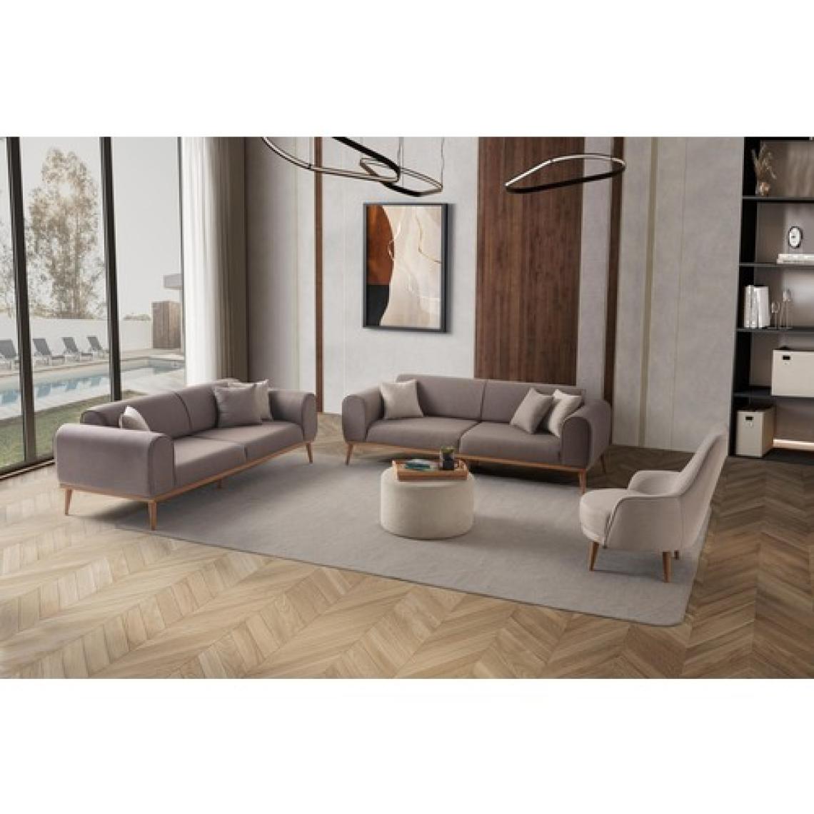 Edsy Home Rebull 3+3+1 Koltuk Takımı Kahverengi + Sütlü Kahve