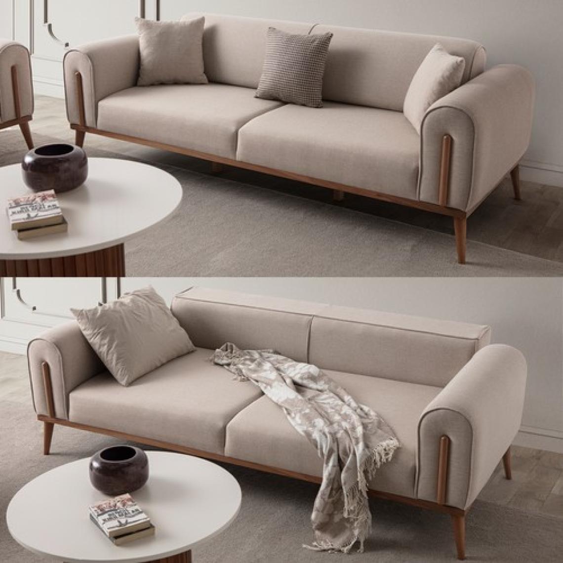 Edsy Home Edsy Home Riva 3'lü Koltuk Sütlü Kahve