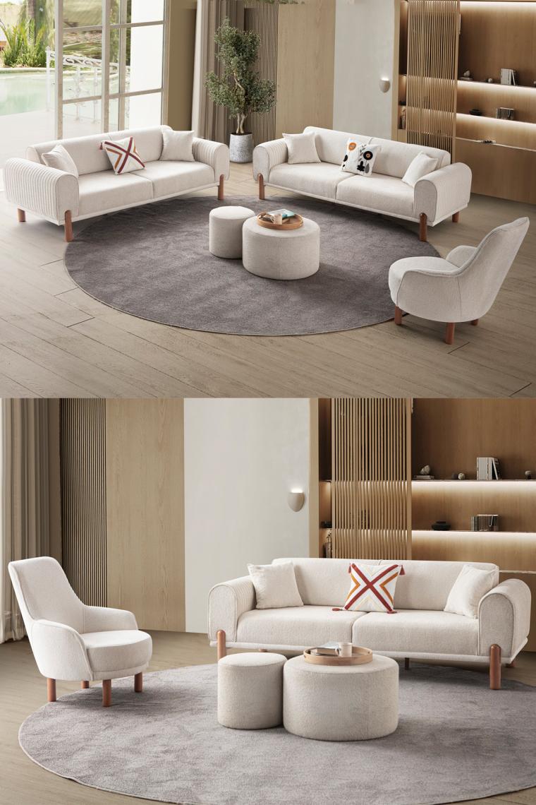 Edsy Home Armoni 3+3+1+1 Koltuk Takımı  Krem