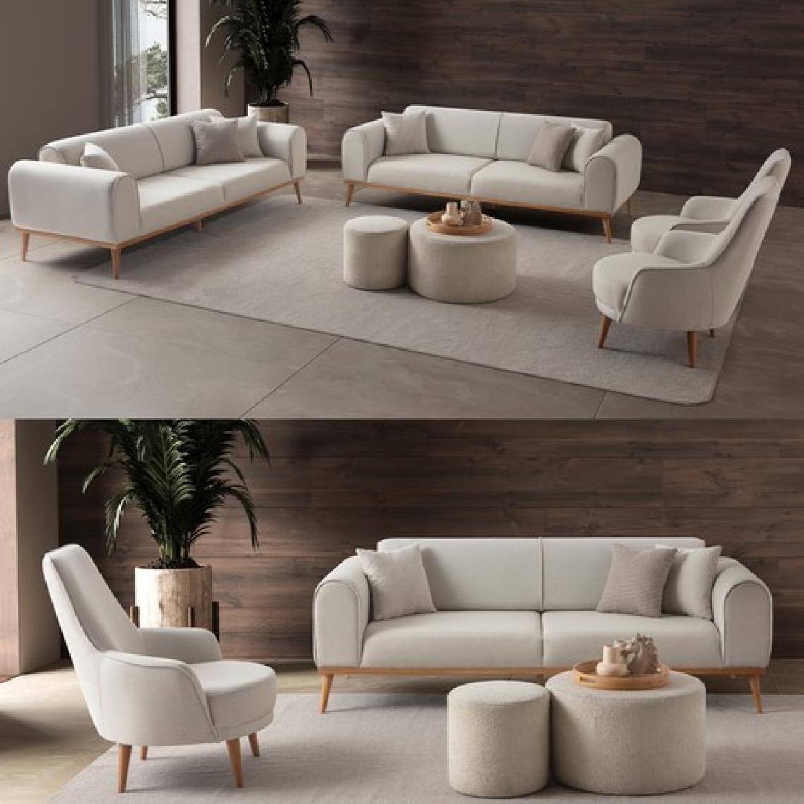 Edsy Home Rebul 3+3+1+1 Koltuk Takımı Krem Renk