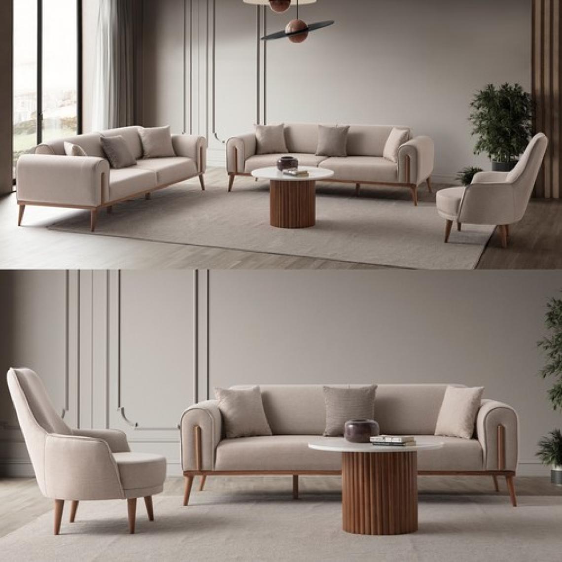Edsy Home Riva 3+3+1+1 Koltuk Takımı Sütlü Kahve