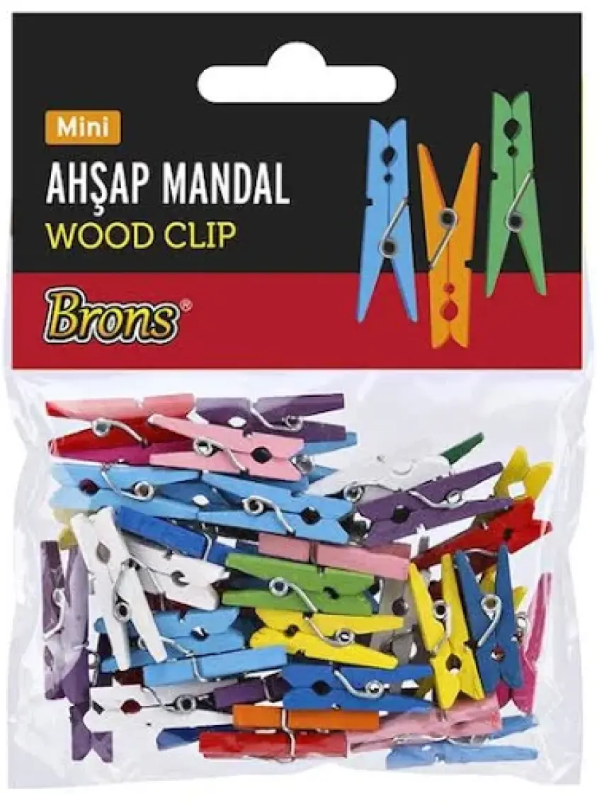 Brons BR-908 Mini Renkli Ahşap Mandal 2.5 cm 25'li