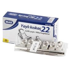 Mas Beyaz Metal Kıskaç   (Yaylı) 22 Mm -   2 Düzinelik Kutu