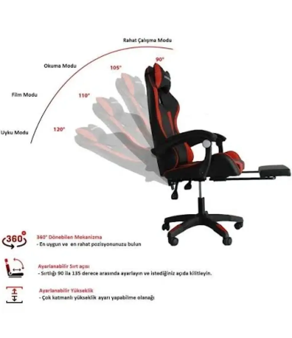 Fashcolle Dynamic Red Masajlı Oyuncu Koltuğu