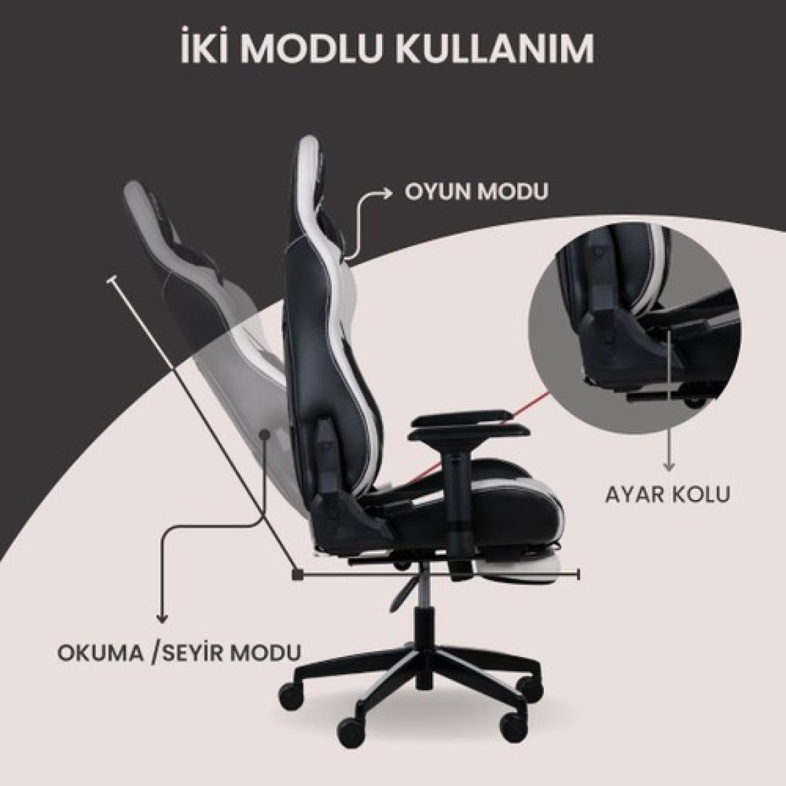 Npo GC3001BW Masaj Yastıklı, Rgb LED Işıklı, 4d Kolçaklı, Ayak Destekli Profesyonel Oyuncu Koltuğu