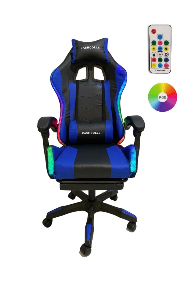 Fashcolle Blue Star Işıklı - Masaj Özellikli Oyuncu Koltuğu Mavi-Siyah