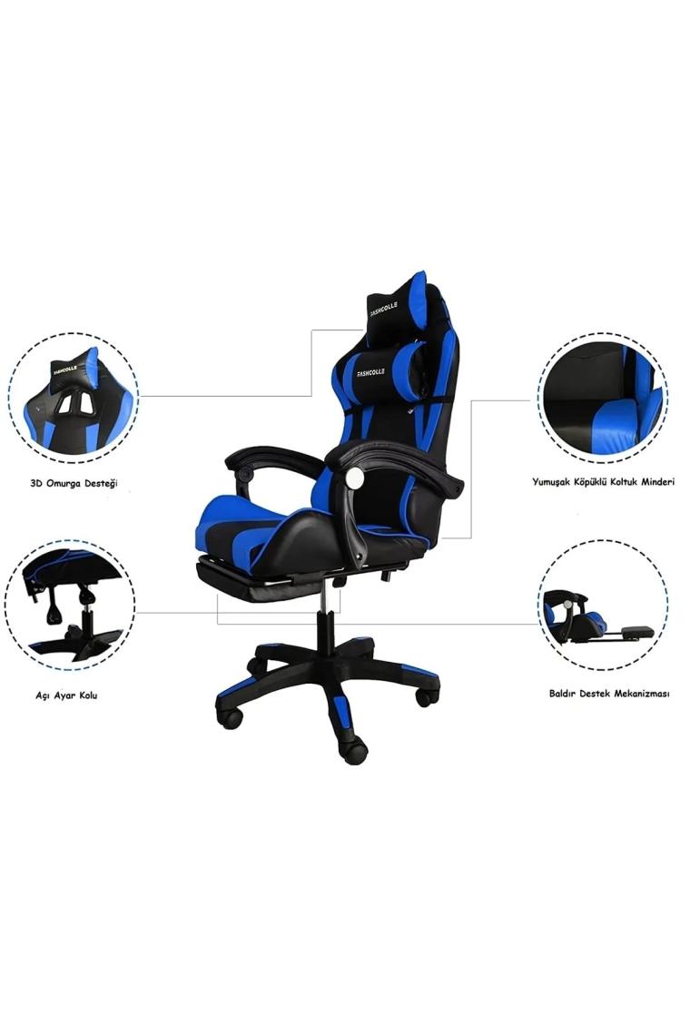 Fashcolle Blue Star Işıklı - Masaj Özellikli Oyuncu Koltuğu Mavi-Siyah