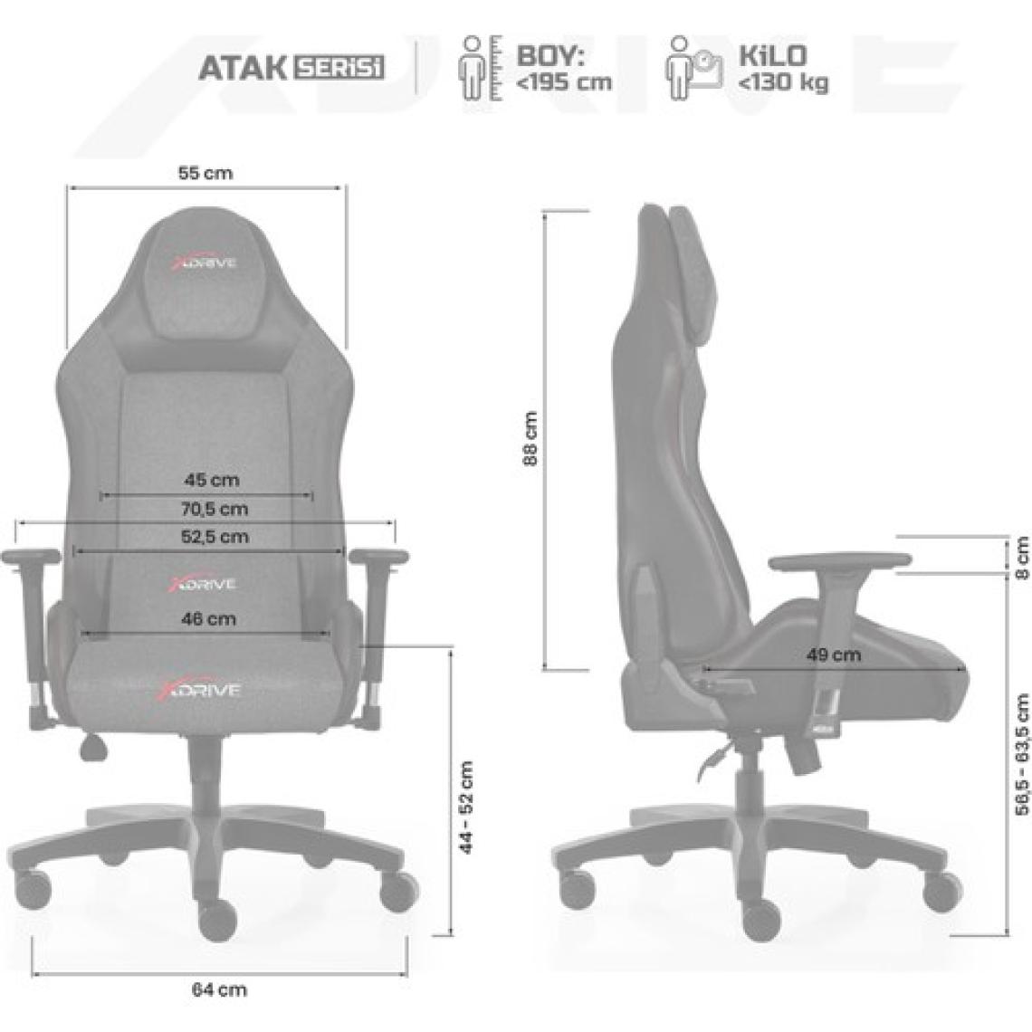 xDrive Atak Profesyonel Oyuncu Koltuğu Gri/Siyah