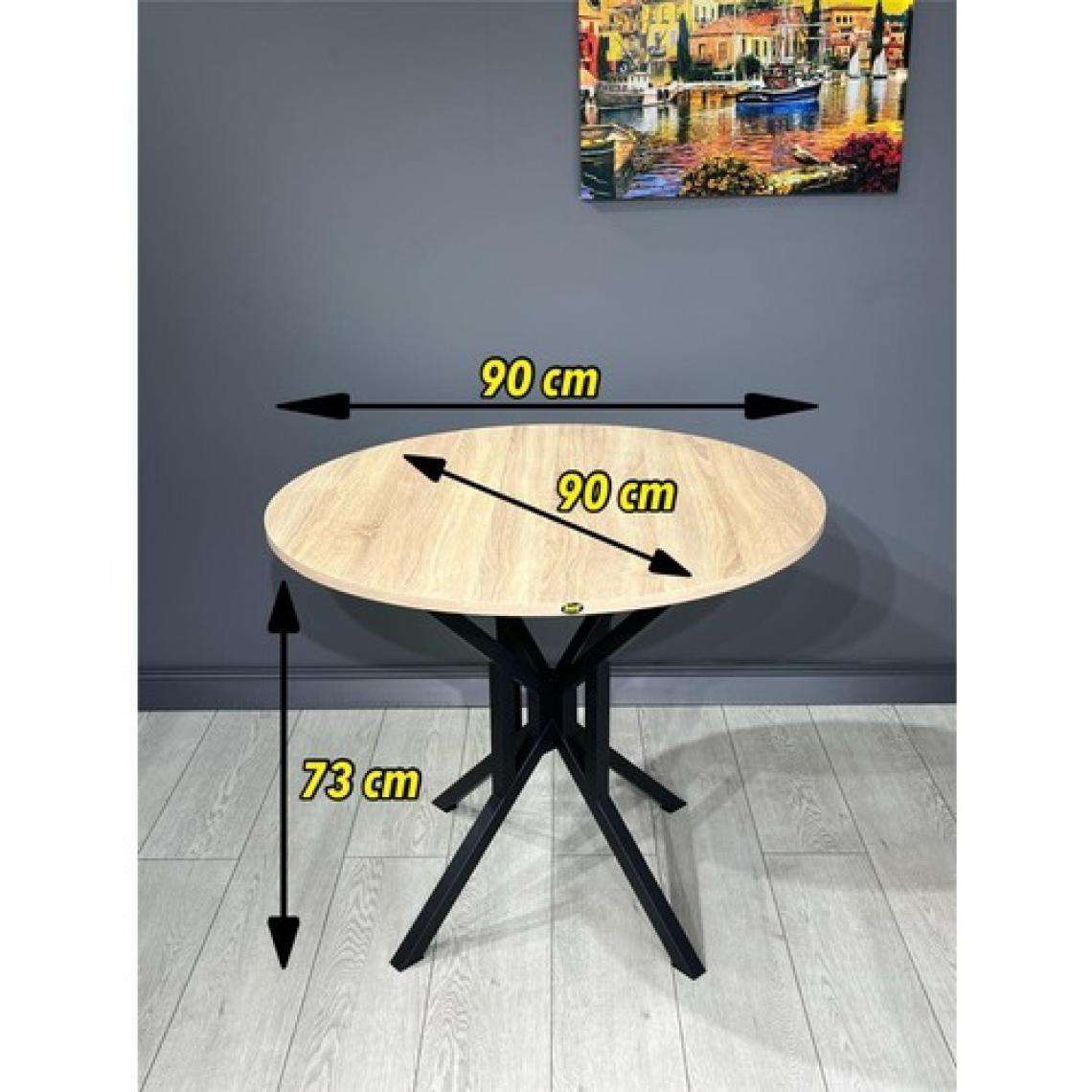 Hey Modüler Mobilya Selin Yuvarlak Mutfak Masası Yemek Masa Balkon Masa Fiskos Masa Metal Siyah Ayak 90 cm
