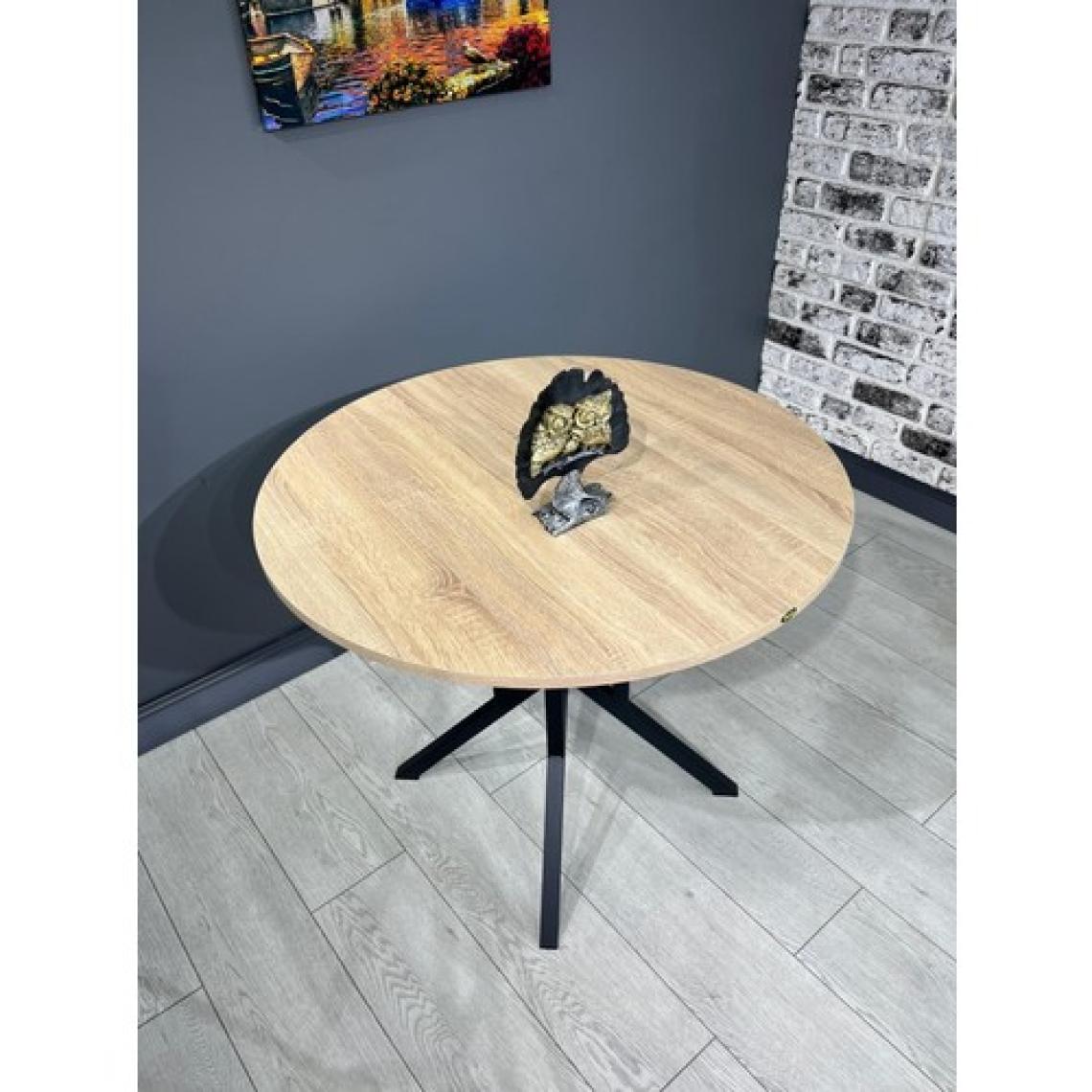 Hey Modüler Mobilya Selin Yuvarlak Mutfak Masası Yemek Masa Balkon Masa Fiskos Masa Metal Siyah Ayak 90 cm