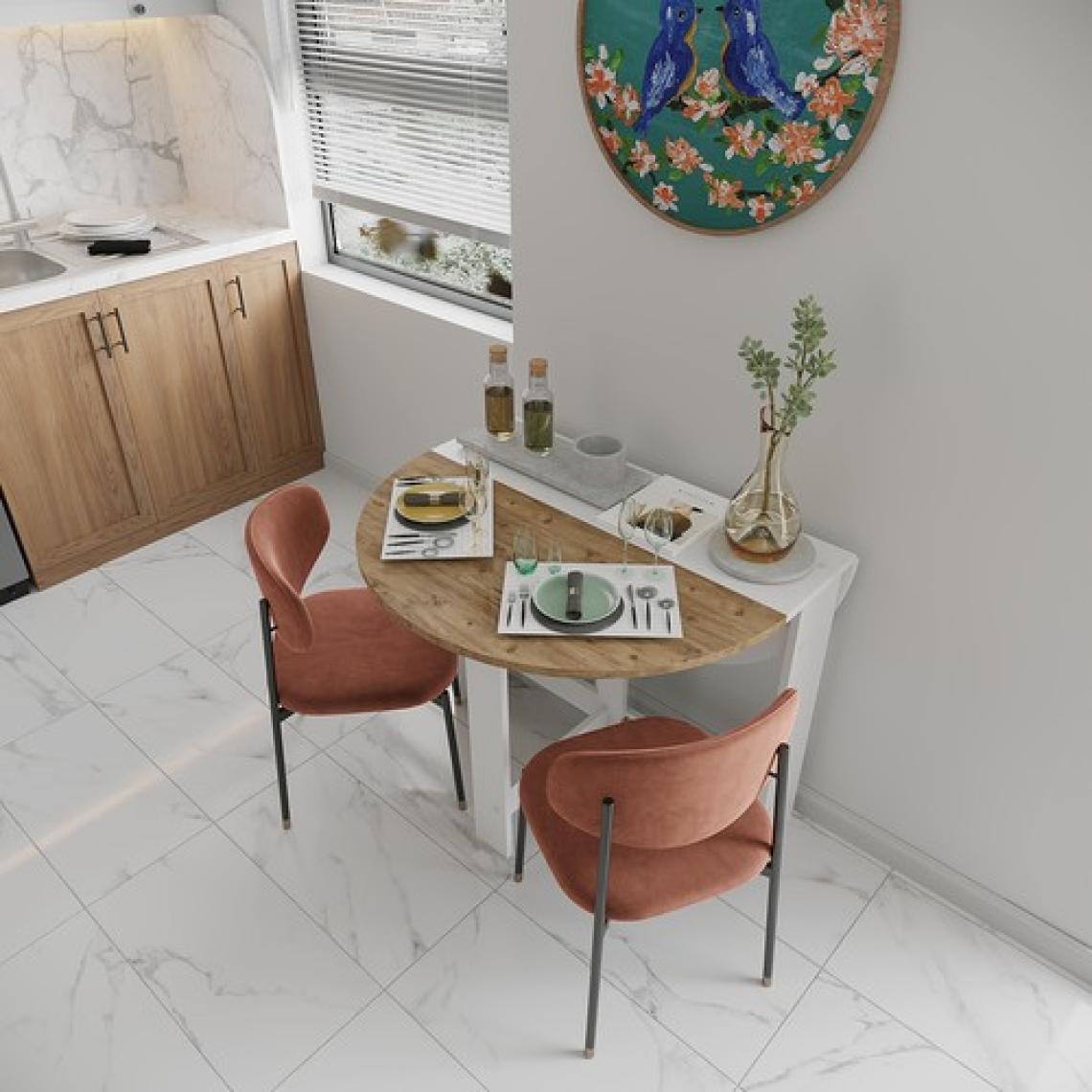 Ankara Orman Ürünleri Pratik Katlanır - Açılır Kapanır Yuvarlak Mutfak Yemek Çalışma Masası - 6 Kişilik - %100 Mdf