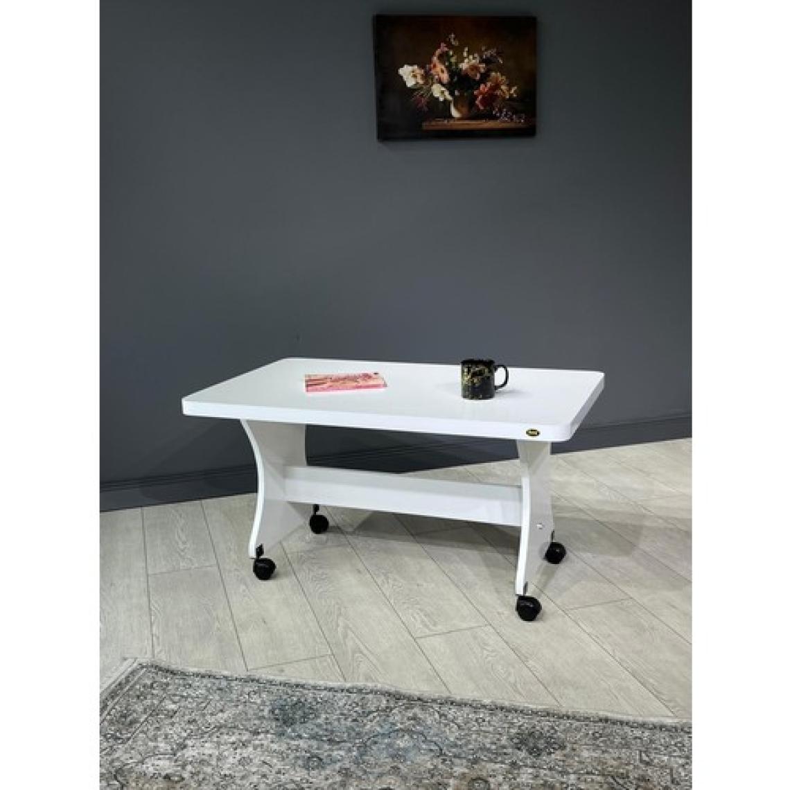 Hey Modüler Mobilya Hey Ada Tekerlekli Kavisli Köşe 100 x 60 Orta Sehpa Beyaz