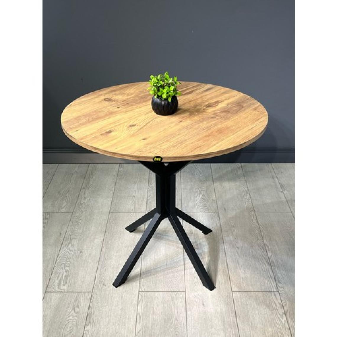 Hey Modüler Mobilya Saray Yuvarlak Mutfak Masası Yemek Masa Balkon Masa Fiskos Masa Metal Siyah Ayak 80  cm