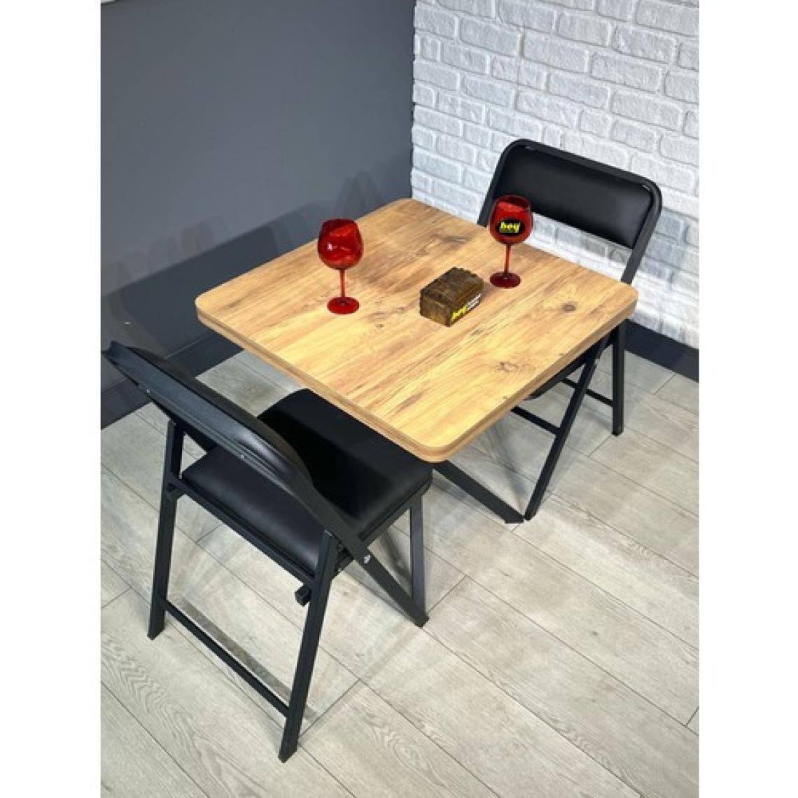 Hey Modüler Mobilya Tepe Mutfak Yemek Masası Balkon Masası Kavisli Köşe Siyah Ayak 70  cm