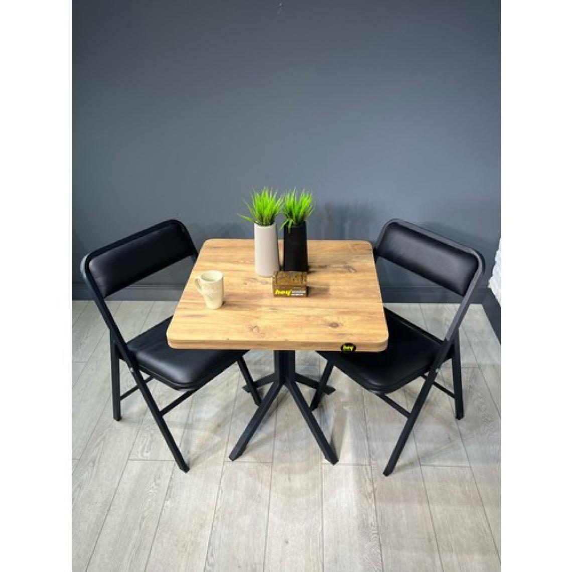 Hey Modüler Mobilya Tepe Mutfak Yemek Masası Balkon Masası Kavisli Köşe Siyah Ayak 70  cm