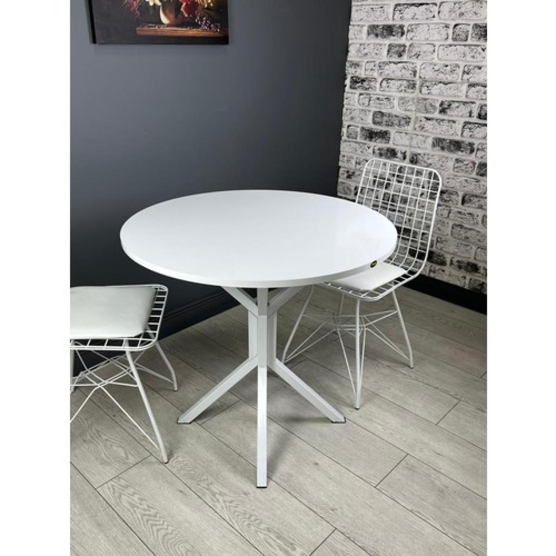 Hey Modüler Mobilya Saray Yuvarlak Mutfak Masası Yemek Masa Balkon Masa Fiskos Masa Metal Beyaz Ayak 80 cm