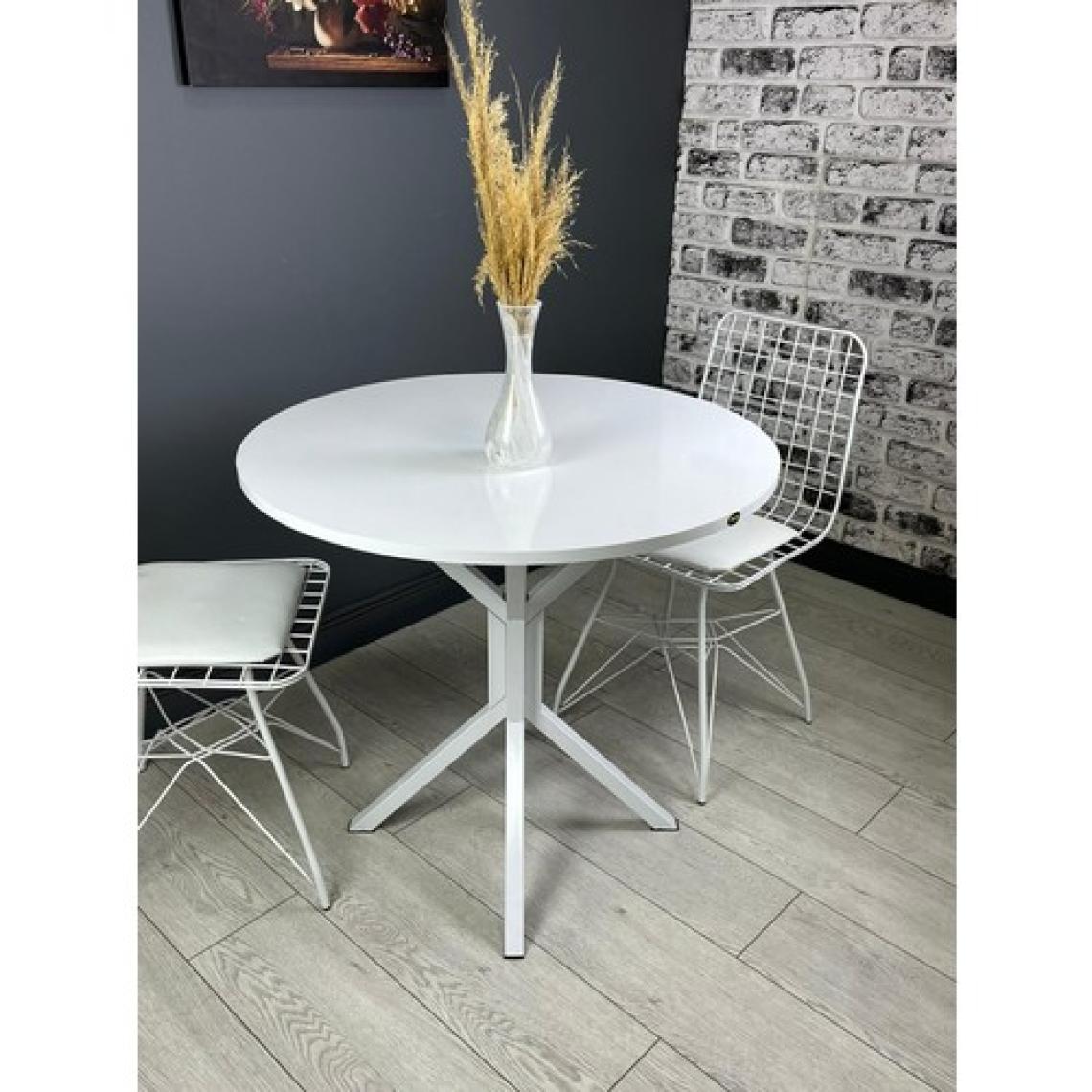 Hey Modüler Mobilya Saray Yuvarlak Mutfak Masası Yemek Masa Balkon Masa Fiskos Masa Metal Beyaz Ayak 80 cm
