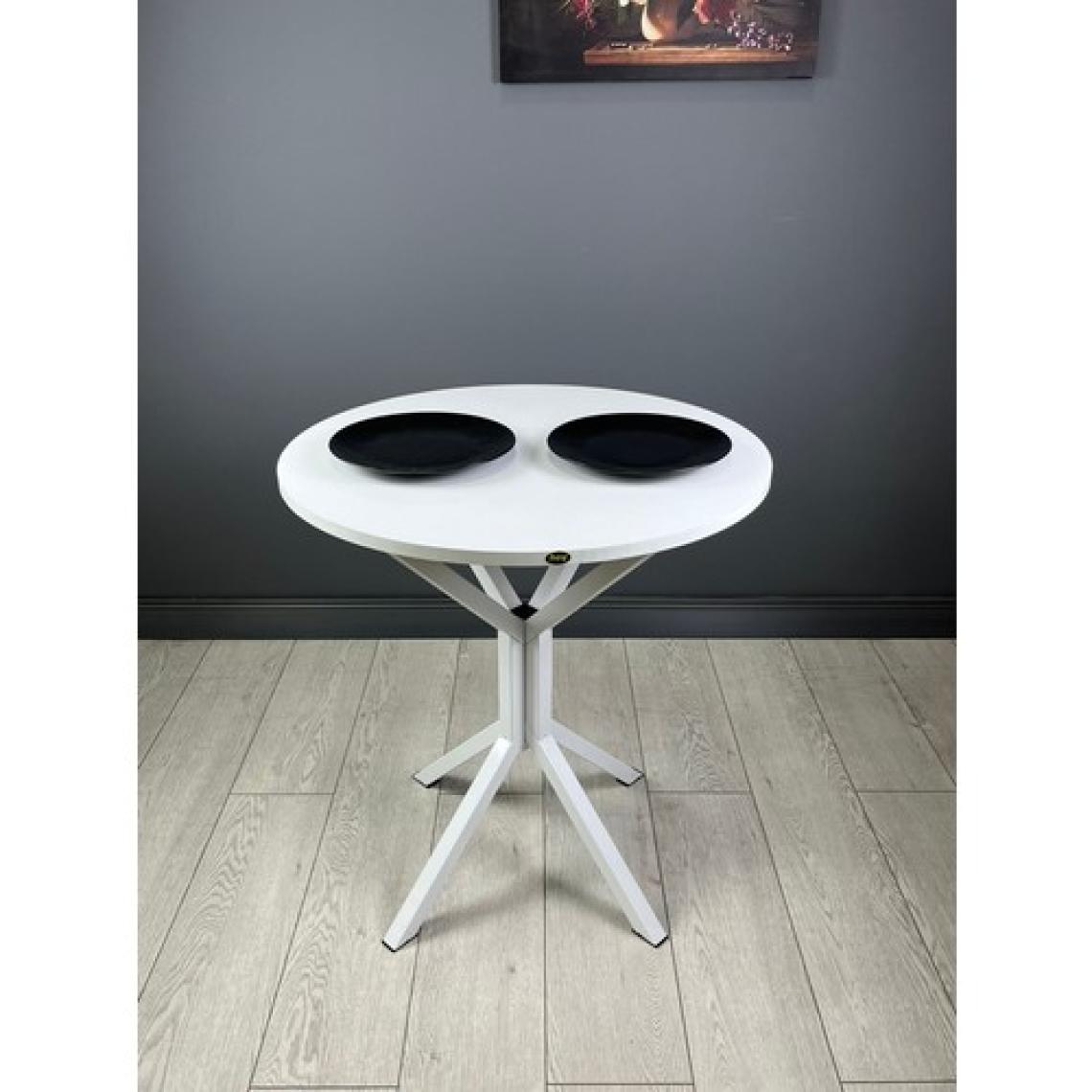 Hey Modüler Mobilya Nisa Yuvarlak Mutfak Masa Yemek Masa Balkon Masa Metal Beyaz Ayaklı 70 cm
