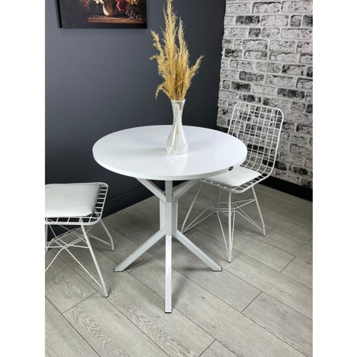 Hey Modüler Mobilya Nisa Yuvarlak Mutfak Masa Yemek Masa Balkon Masa Metal Beyaz Ayaklı 70 cm