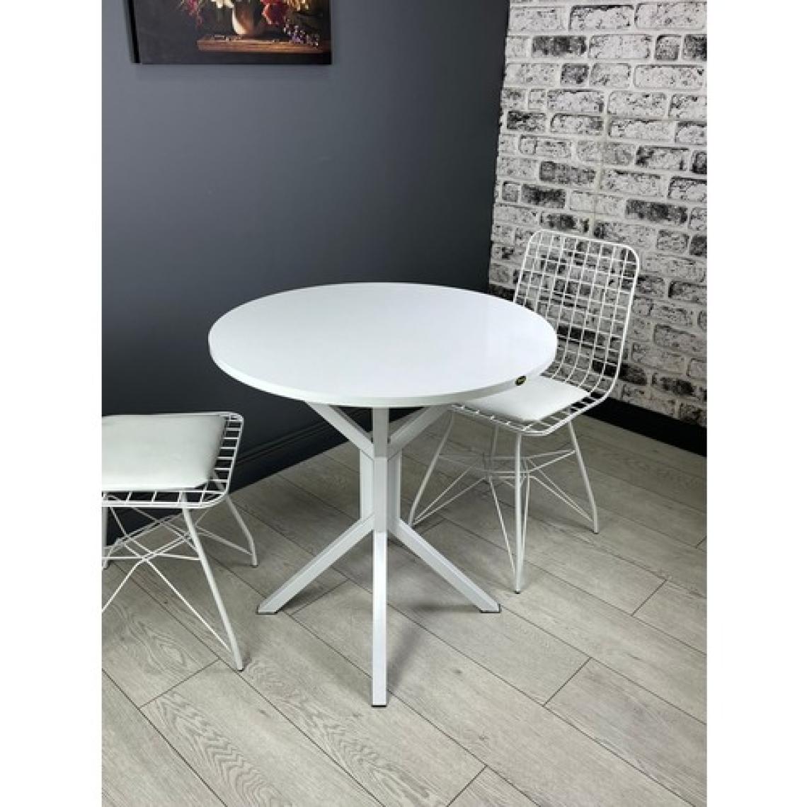 Hey Modüler Mobilya Nisa Yuvarlak Mutfak Masa Yemek Masa Balkon Masa Metal Beyaz Ayaklı 70 cm