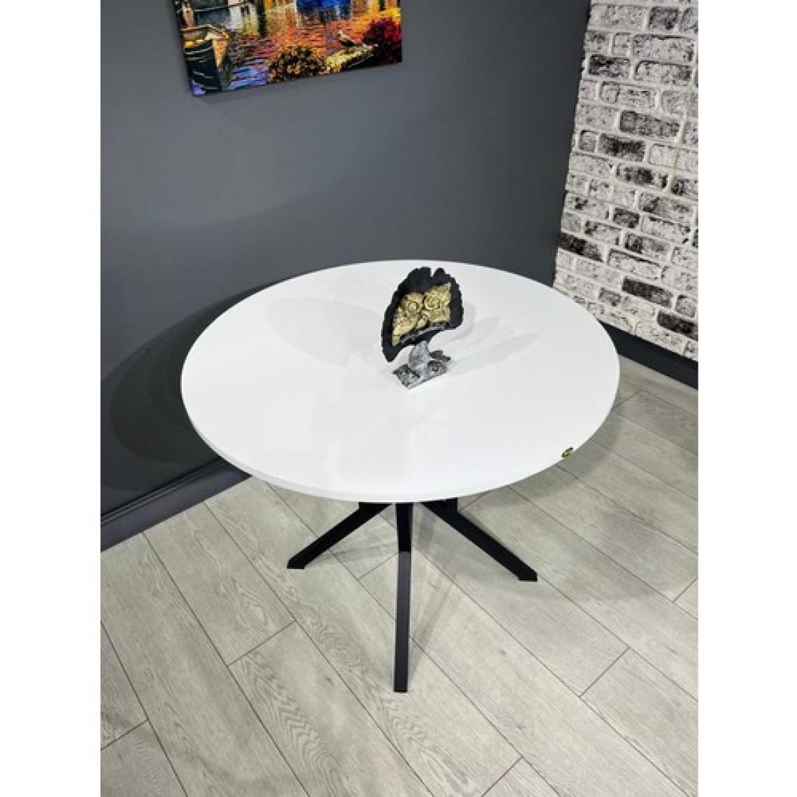 Hey Modüler Mobilya Selin Yuvarlak Mutfak Masası Yemek Masa Balkon Masa Fiskos Masa Metal Siyah Ayak 90 cm