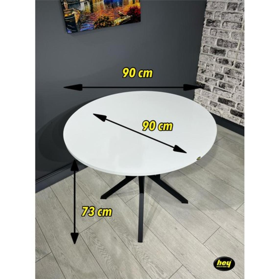 Hey Modüler Mobilya Selin Yuvarlak Mutfak Masası Yemek Masa Balkon Masa Fiskos Masa Metal Siyah Ayak 90 cm