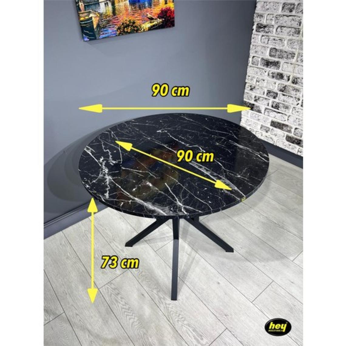 Hey Modüler Mobilya Selin Yuvarlak Mutfak Masası Yemek Masa Balkon Masa Fiskos Masa Metal Siyah Ayak 90 cm