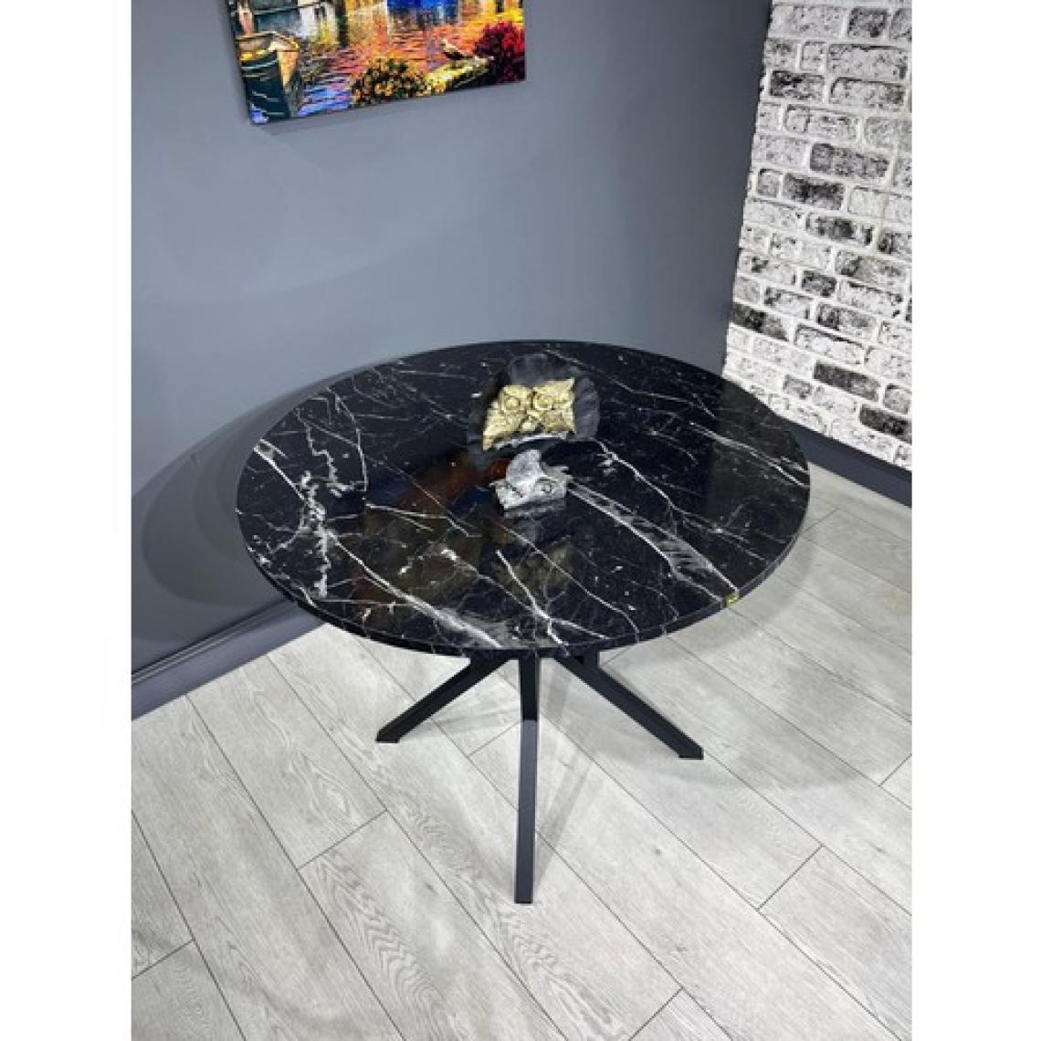 Hey Modüler Mobilya Selin Yuvarlak Mutfak Masası Yemek Masa Balkon Masa Fiskos Masa Metal Siyah Ayak 90 cm