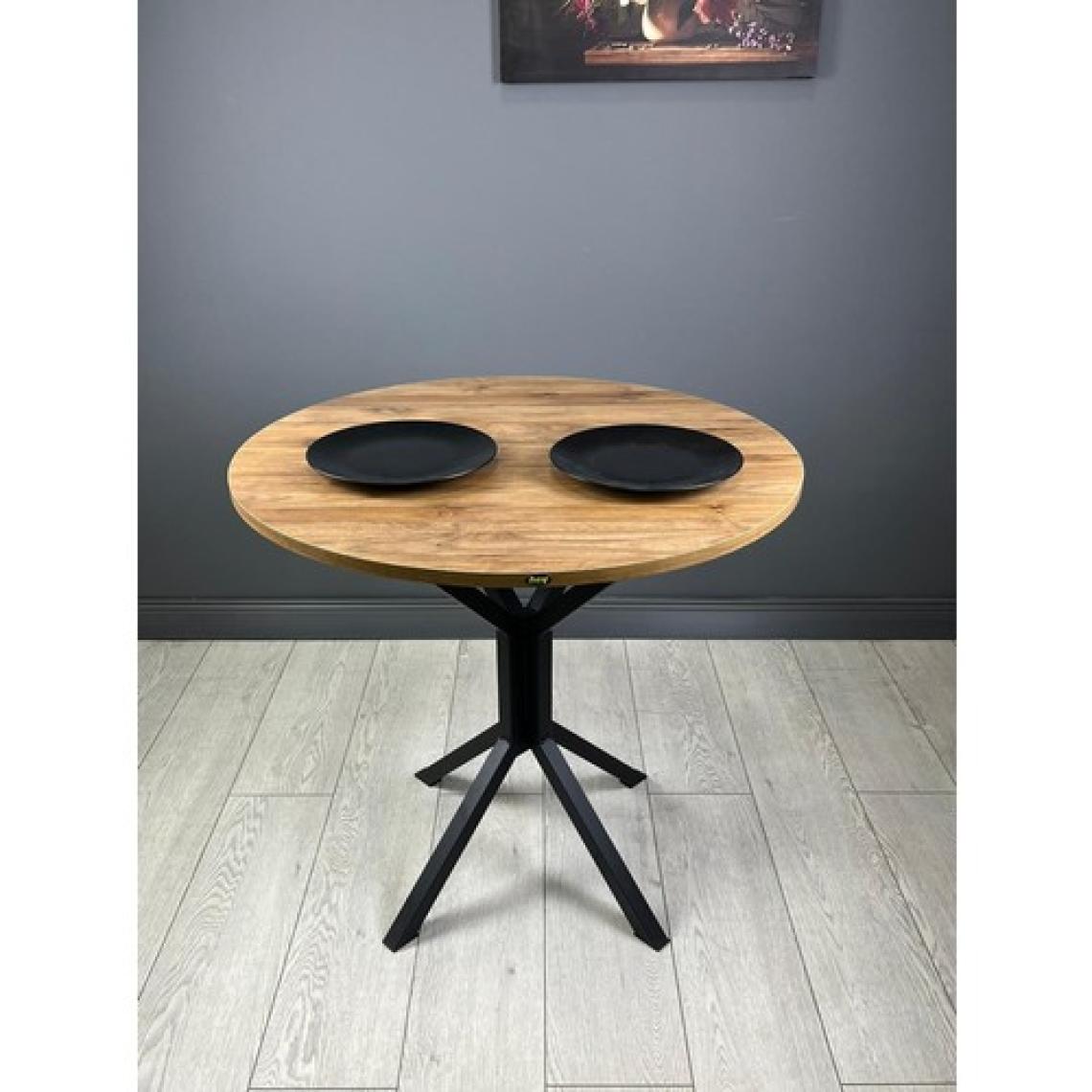 Hey Modüler Mobilya Saray Yuvarlak Mutfak Masası Yemek Masa Balkon Masa Fiskos Masa Metal Siyah Ayak 80 cm