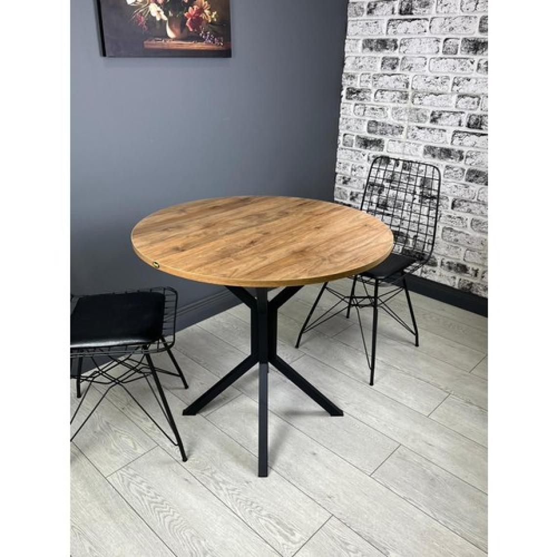 Hey Modüler Mobilya Saray Yuvarlak Mutfak Masası Yemek Masa Balkon Masa Fiskos Masa Metal Siyah Ayak 80 cm