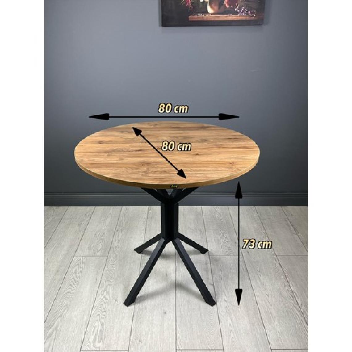 Hey Modüler Mobilya Saray Yuvarlak Mutfak Masası Yemek Masa Balkon Masa Fiskos Masa Metal Siyah Ayak 80 cm