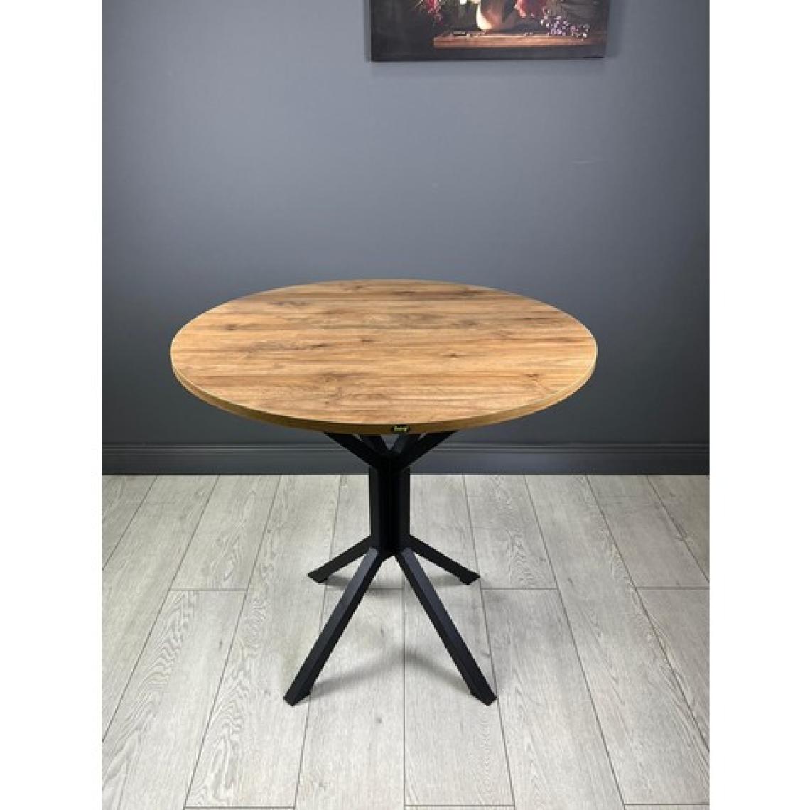 Hey Modüler Mobilya Saray Yuvarlak Mutfak Masası Yemek Masa Balkon Masa Fiskos Masa Metal Siyah Ayak 80 cm