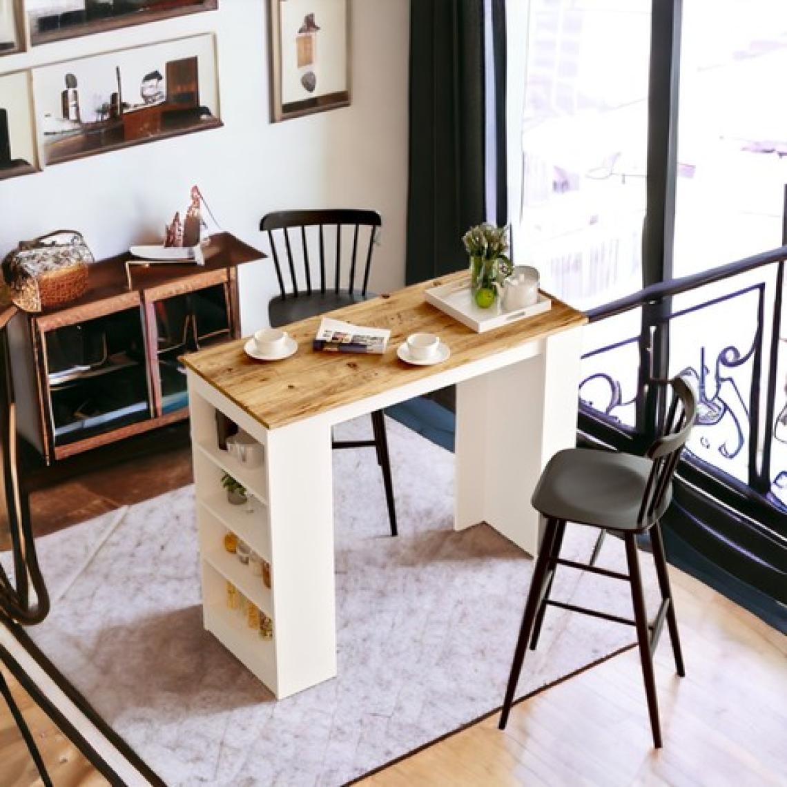 Robin Home Thales Bar Masası Mutfak Yemek Masası Atlantik Çam-Beyaz
