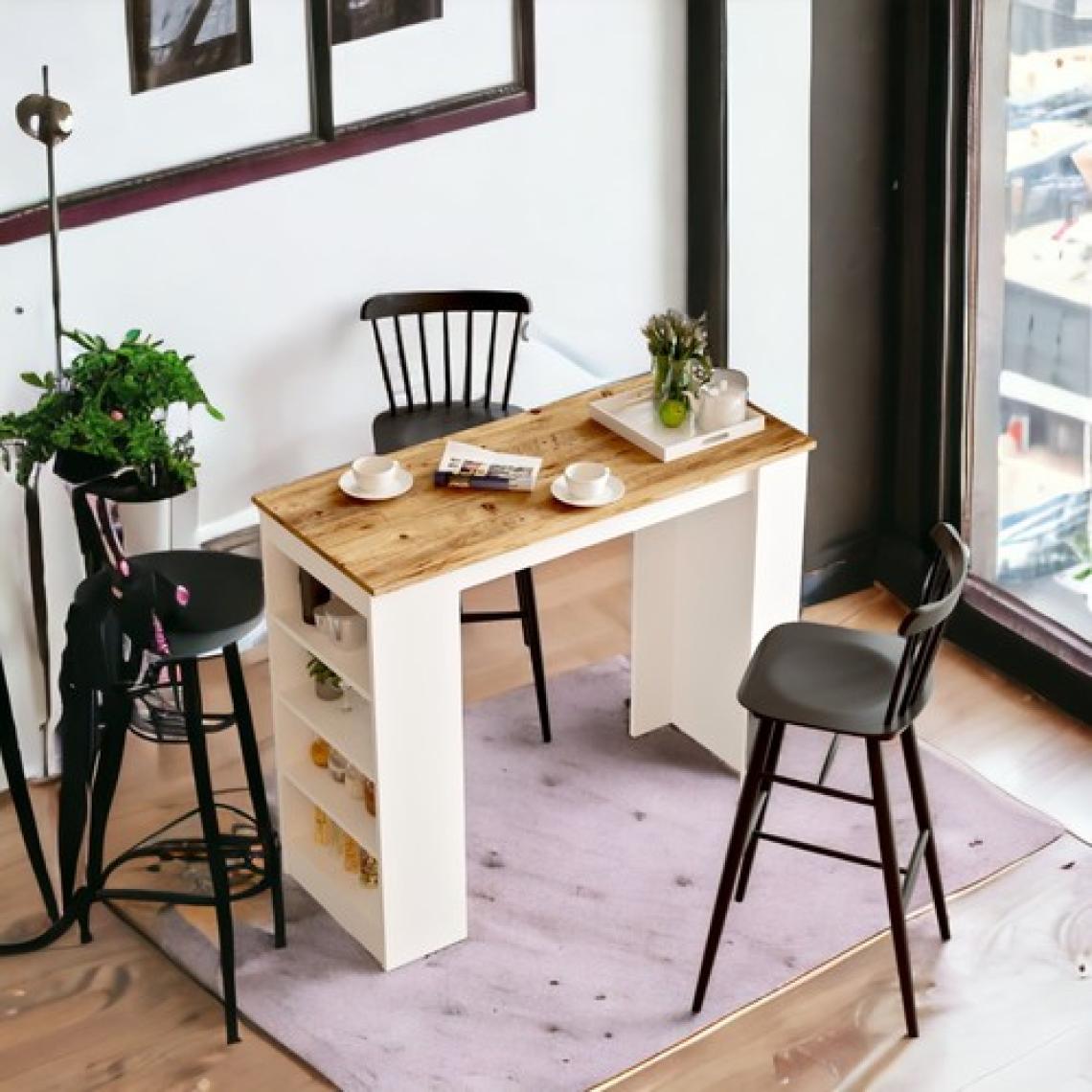 Robin Home Thales Bar Masası Mutfak Yemek Masası Atlantik Çam-Beyaz