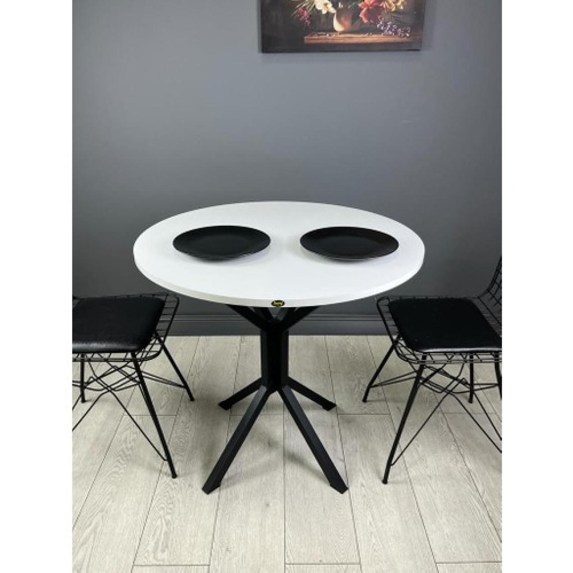 Hey Modüler Mobilya Saray Yuvarlak Mutfak Masası Yemek Masa Balkon Masa Fiskos Masa Metal Siyah Ayak 80 cm