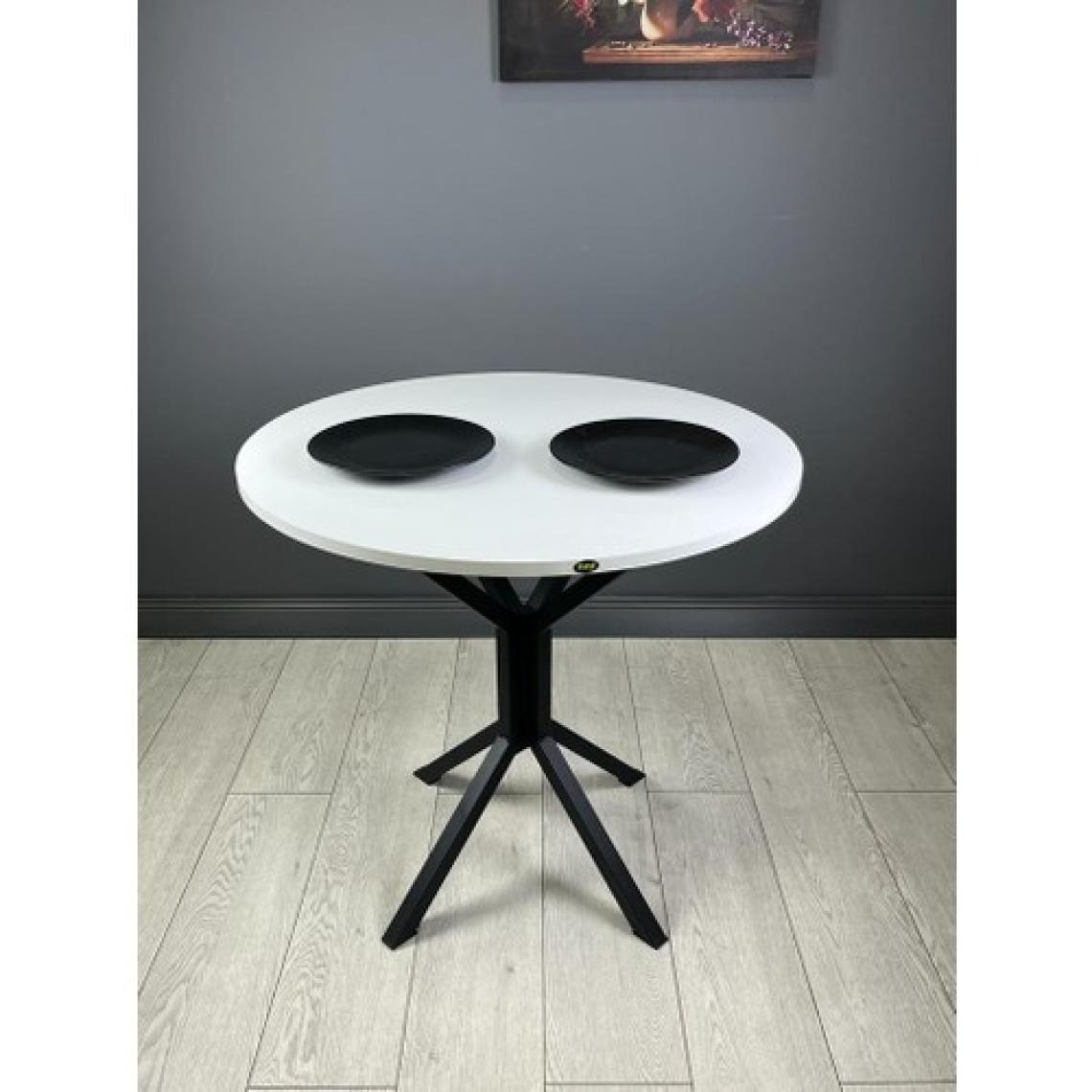 Hey Modüler Mobilya Saray Yuvarlak Mutfak Masası Yemek Masa Balkon Masa Fiskos Masa Metal Siyah Ayak 80 cm