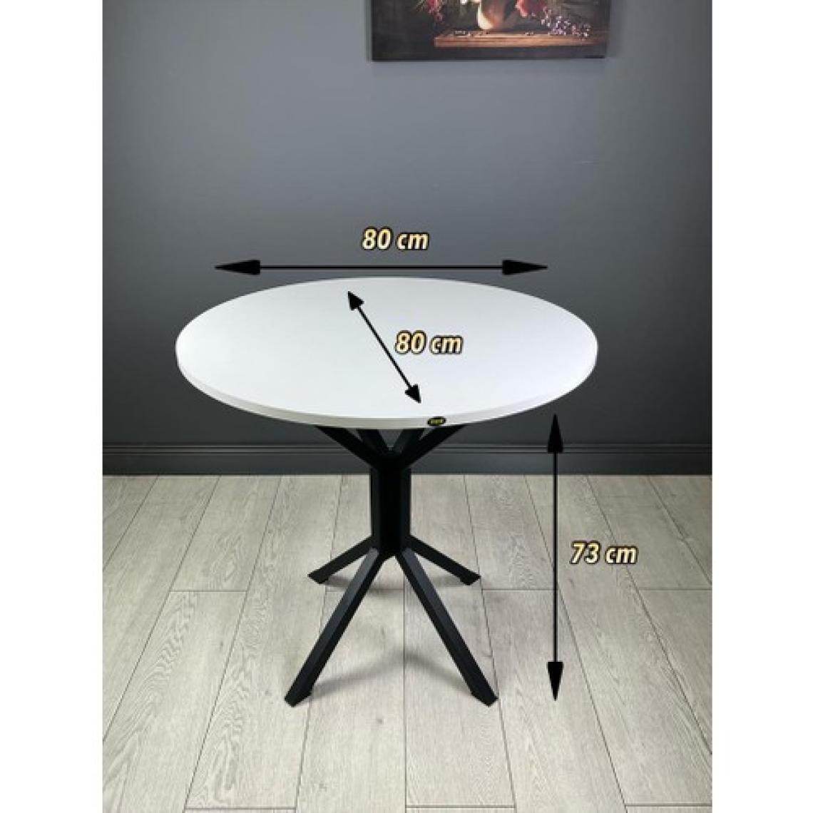 Hey Modüler Mobilya Saray Yuvarlak Mutfak Masası Yemek Masa Balkon Masa Fiskos Masa Metal Siyah Ayak 80 cm