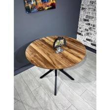 Hey Modüler Mobilya Sedef Yuvarlak Mutfak Masası Yemek Masası Balkon Masası Metal Siyah Ayak 100 cm