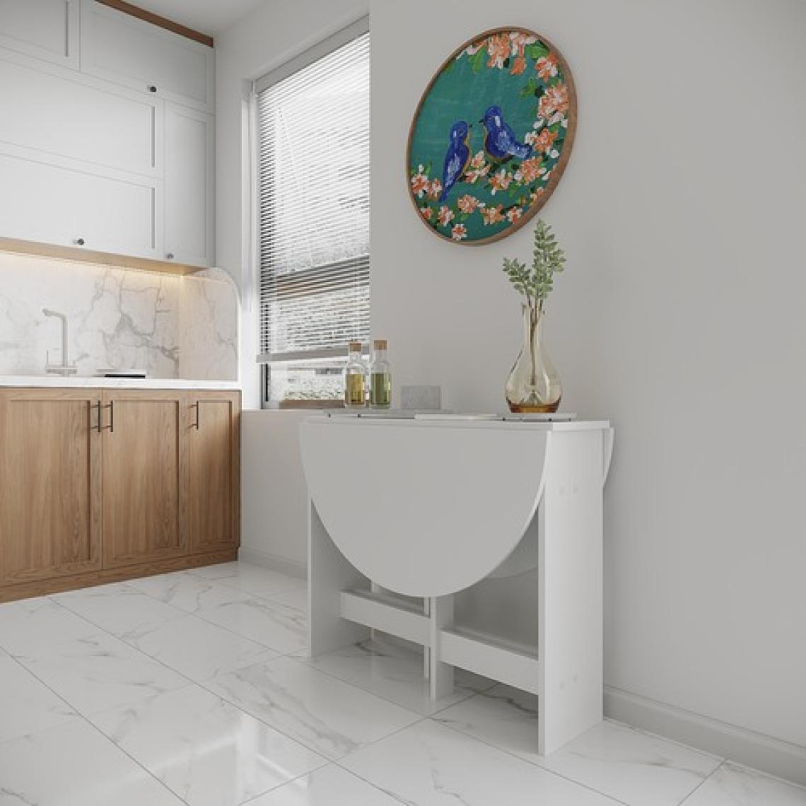 Ankara Orman Ürünleri Pratik Katlanır - Açılır Kapanır Yuvarlak Mutfak Yemek Çalışma Masası - 6 Kişilik - %100 Mdf