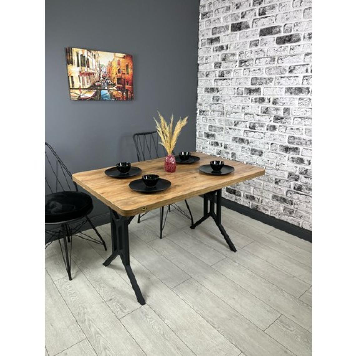 Hey Modüler Mobilya Handan Mutfak Yemek Masası Balkon Masası Kavisli Köşe Metal Siyah Ayak 110*70 cm