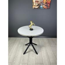 Hey Modüler Mobilya Derya Yuvarlak Mutfak Masa Yemek Masa Balkon Masa Gold Kenar Metal Siyah Ayaklı 70 cm